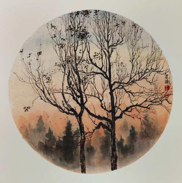 《秋暈蕩夕痕》 33 x 33 cm