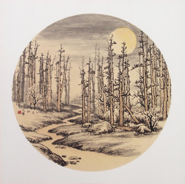 《月下清話》 42.5 x 42.5 cm